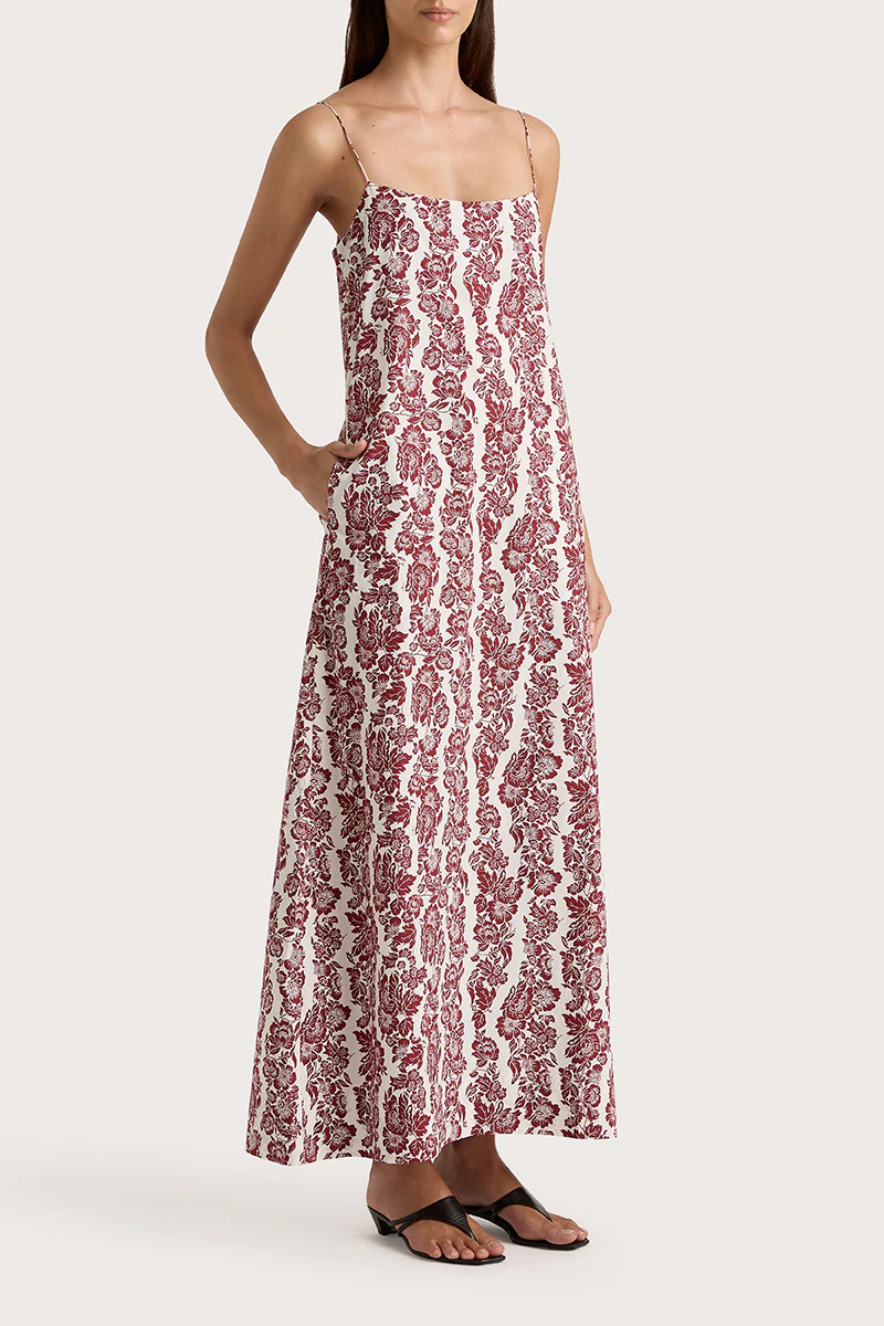 Alskar Maxi Dress Striped Floral Wine - Final Sale - Image 3