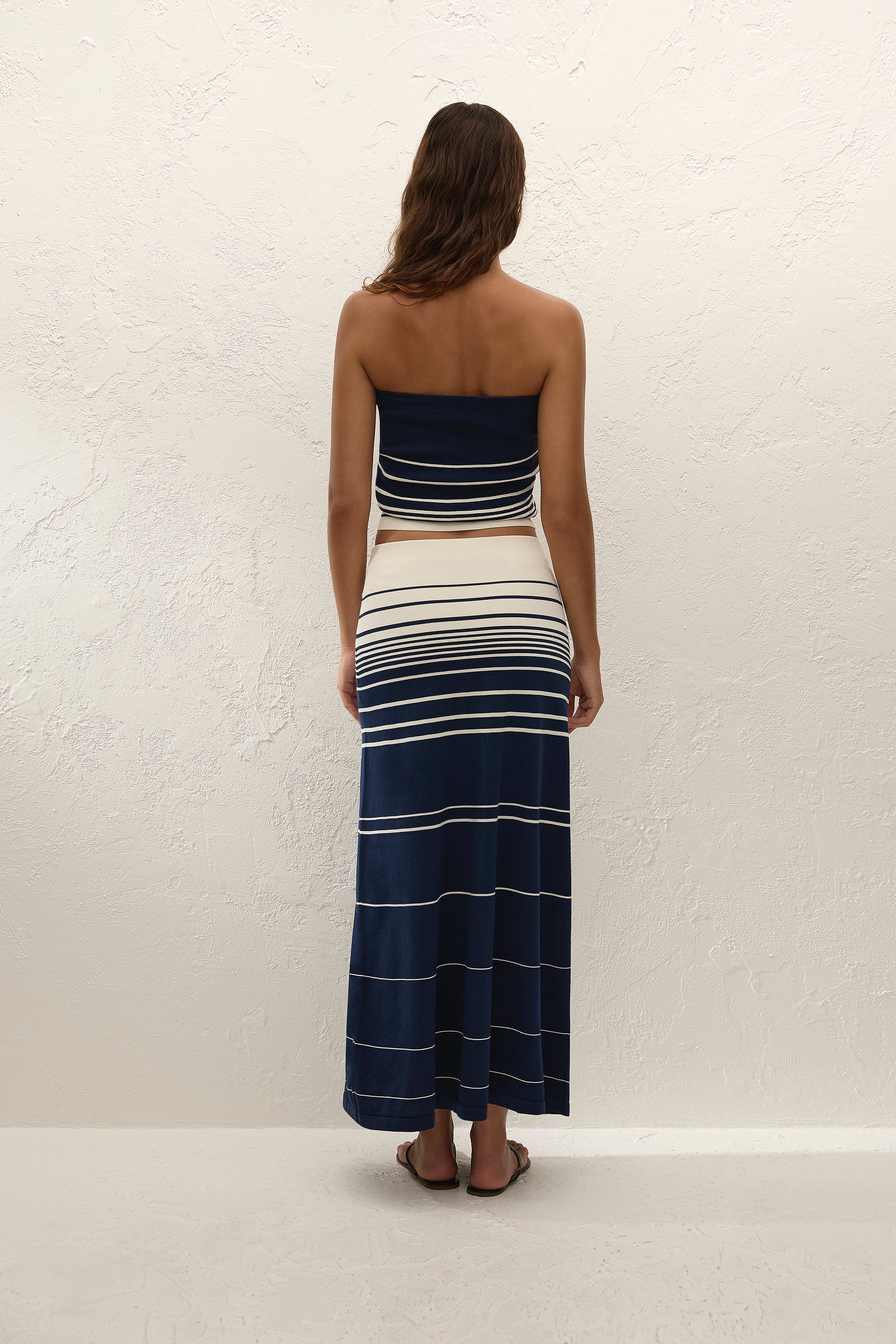 Arlette Strapless Top Navy Cream Stripe - Image 5
