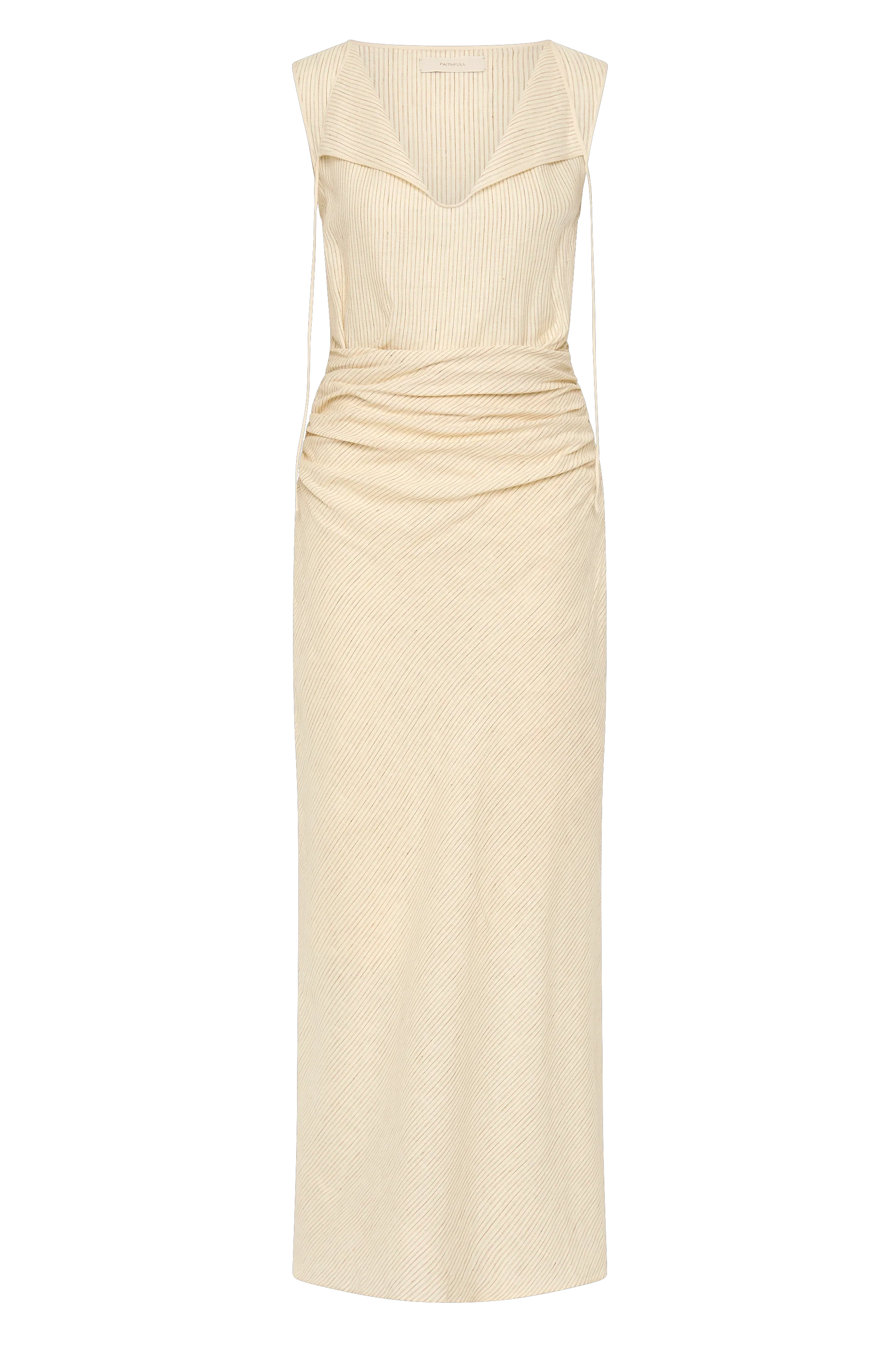 Aveline Dress Beige Pinstripe - Final Sale - Image 7