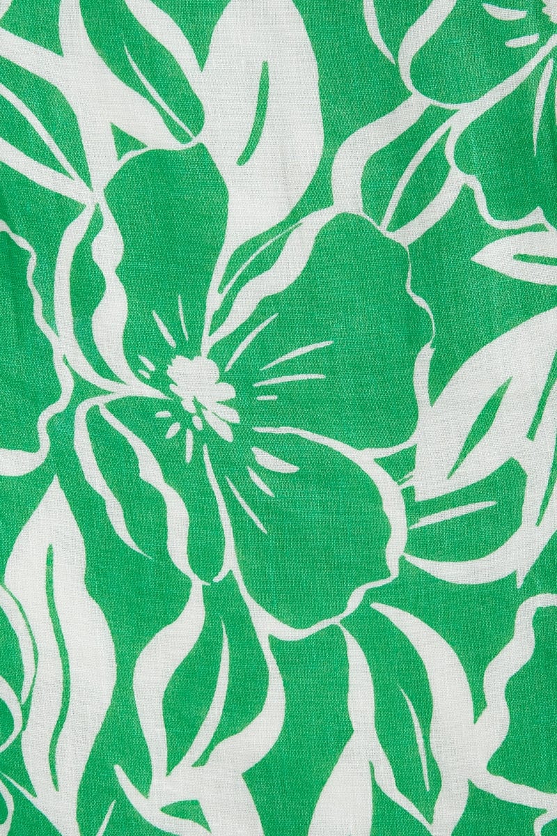 Dalaila Tie Top El Marsa Floral Print Green - Final Sale - Image 4