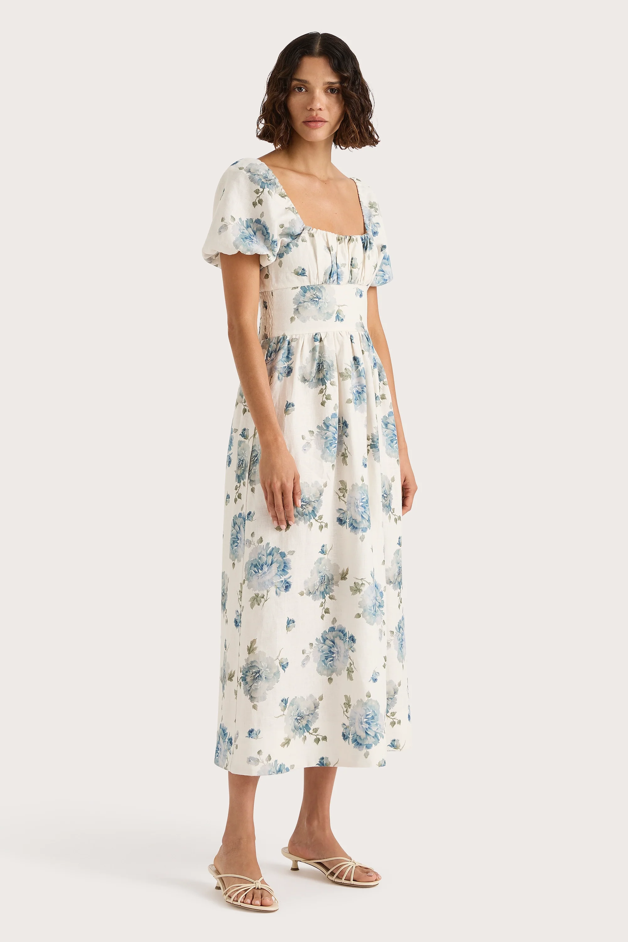 Dalia Midi Dress Cecile Floral Pale Blue - Final Sale - Image 3
