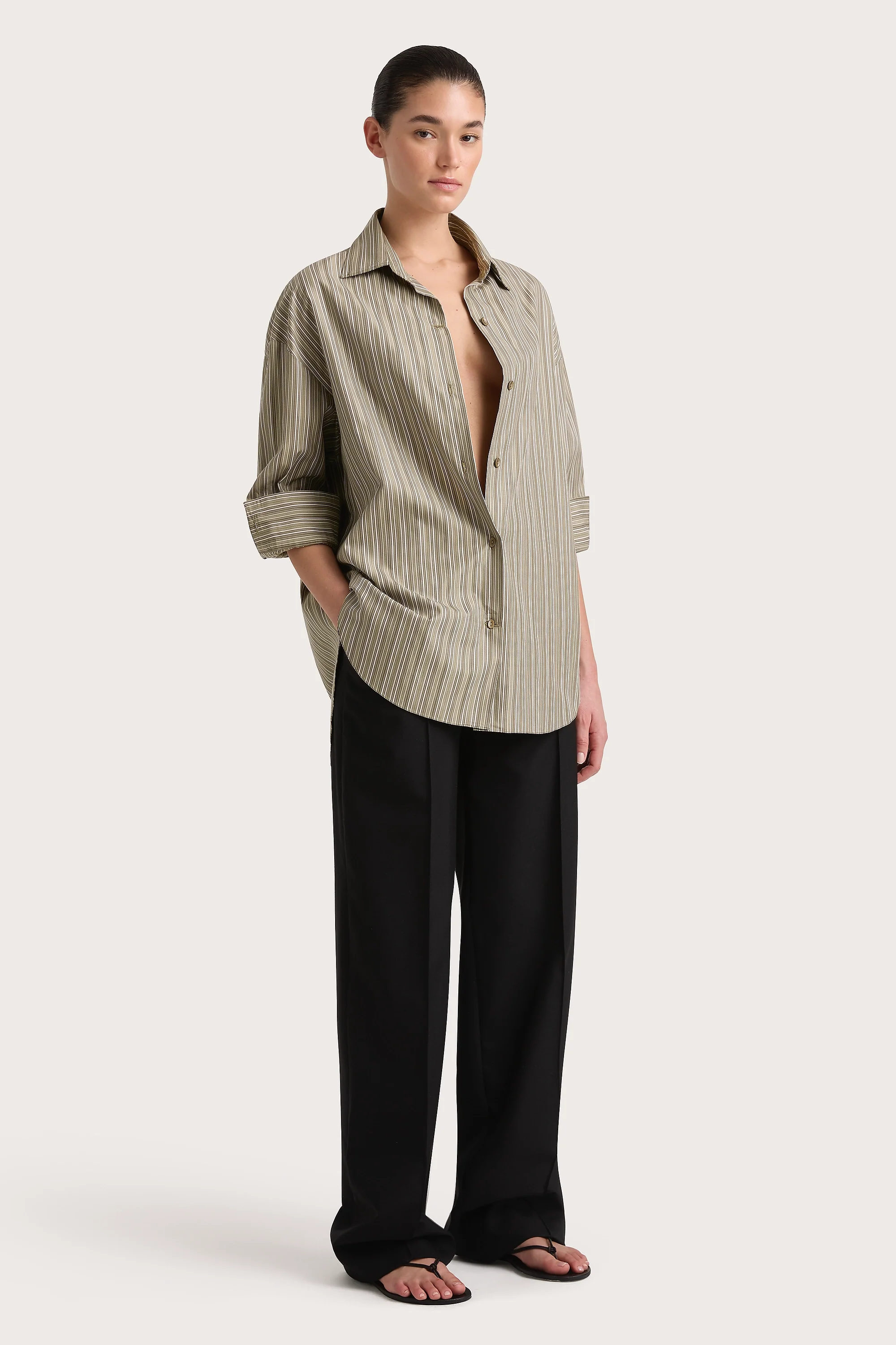 En Vau Shirt Khaki Stripe - Final Sale - Image 3