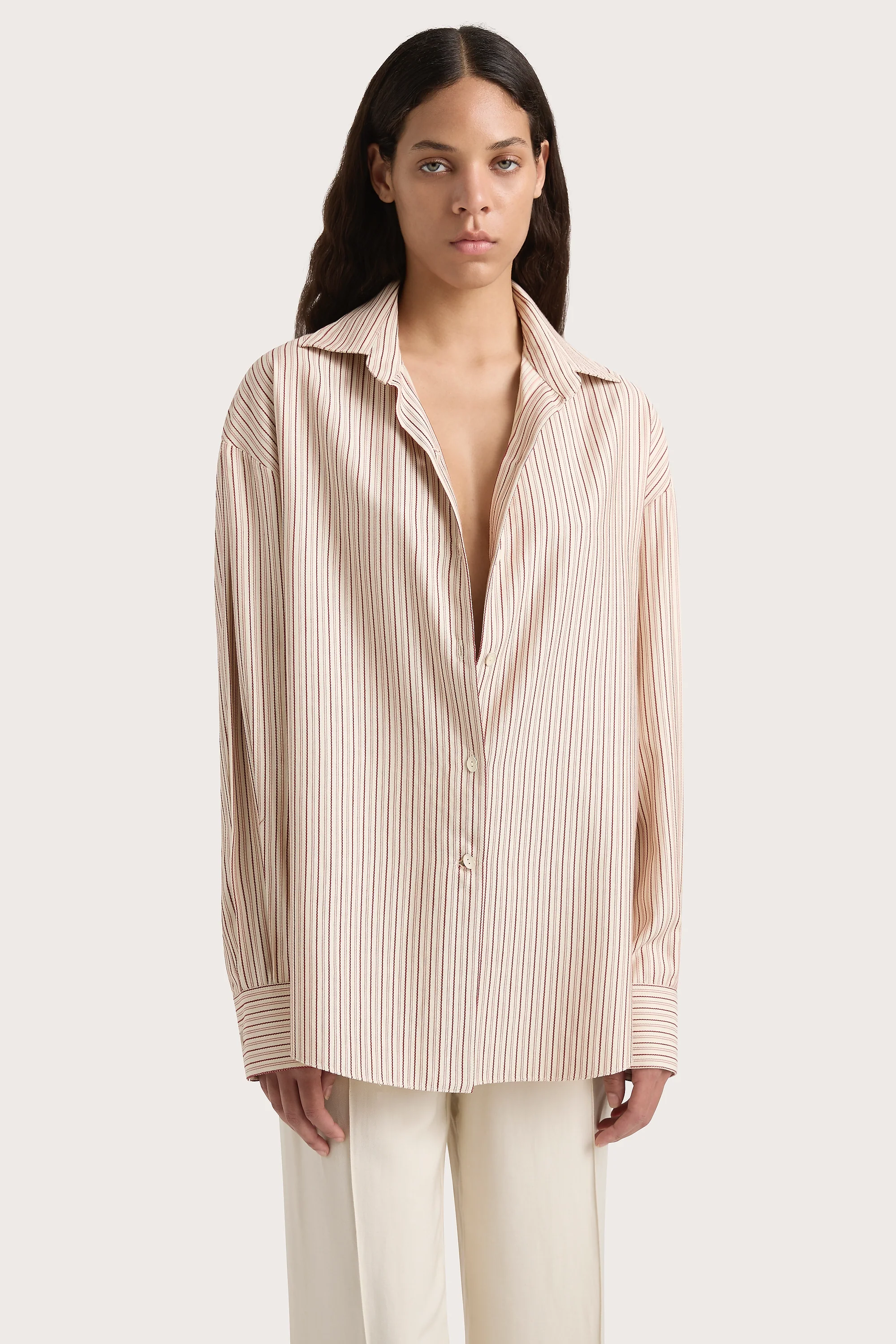 En Vau Shirt Pinstripe Garnet Blush - Final Sale - Image 6