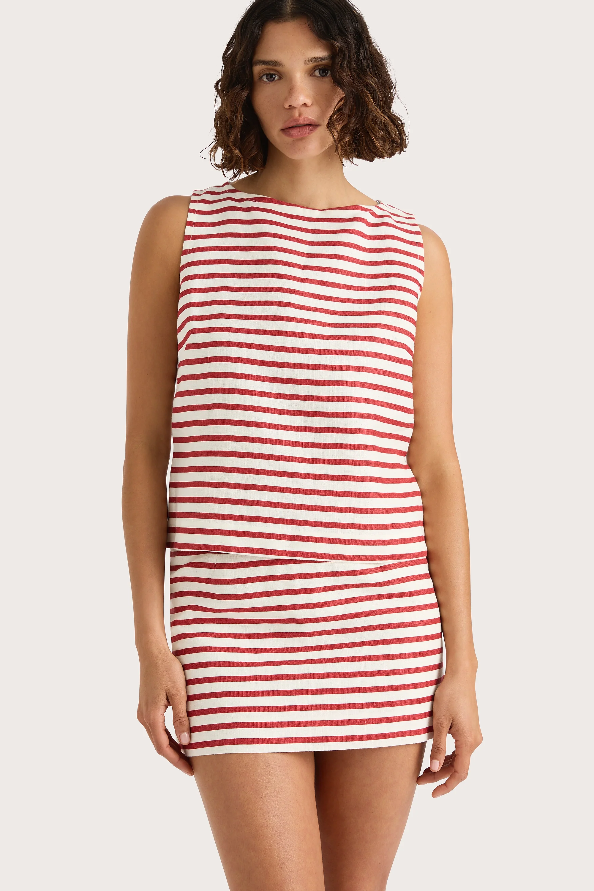 Jane Mini Skirt Breton Stripe Red - Final Sale - Image 4