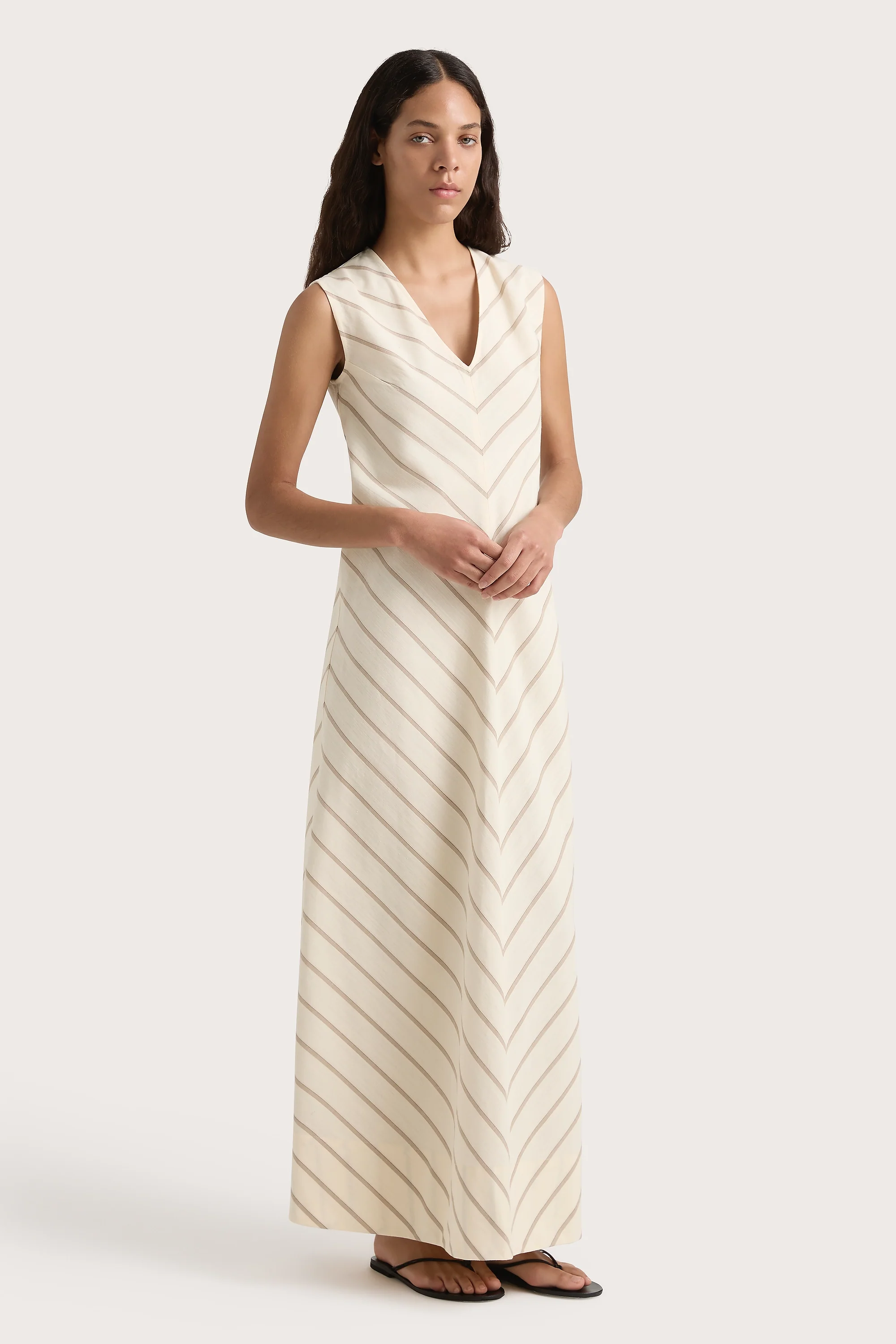 Marteret Stripe Midi Dress Shadow Stripe Butter - Final Sale - Image 3