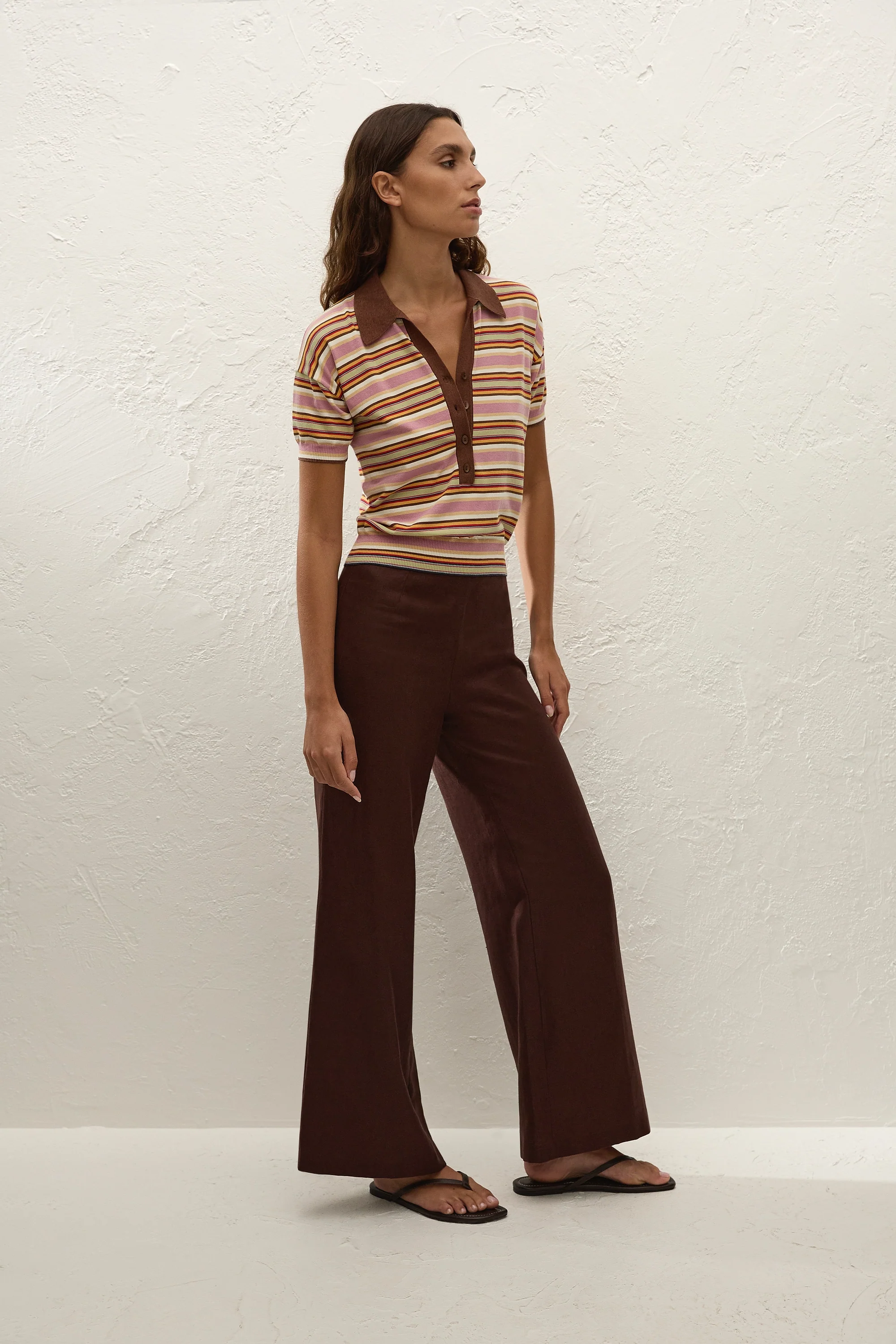 Sable Polo Shirt Luis Stripe Dusty Mauve - Image 3