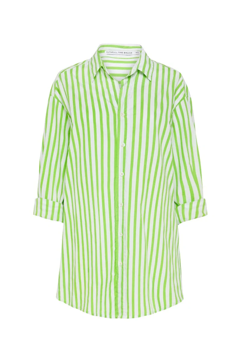 Vega Shirt Dress Martie Stripe Print Green - Final Sale - Image 5