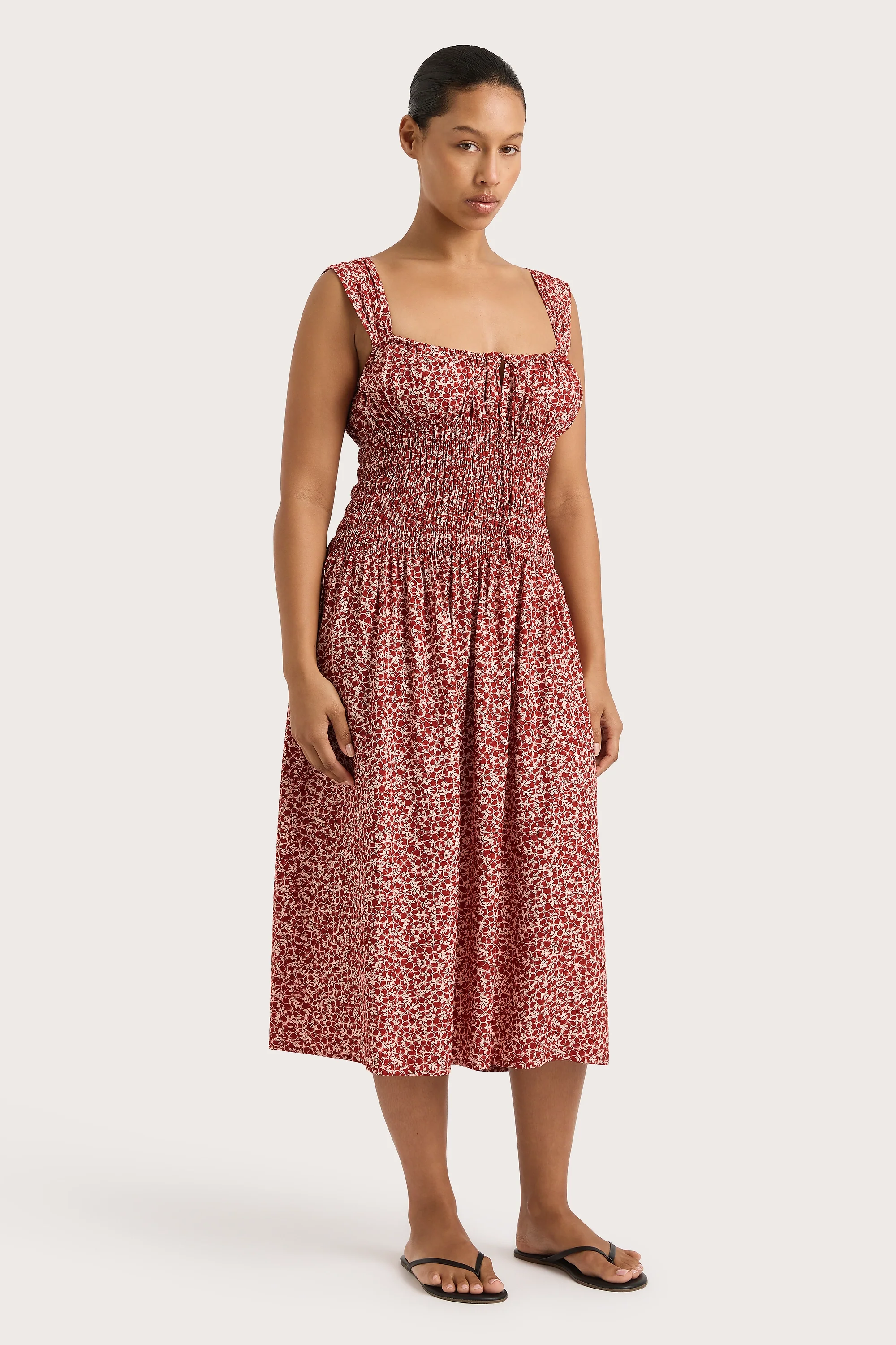 Yerres Midi Dress Peony Stamp Garnet - Final Sale - Image 3