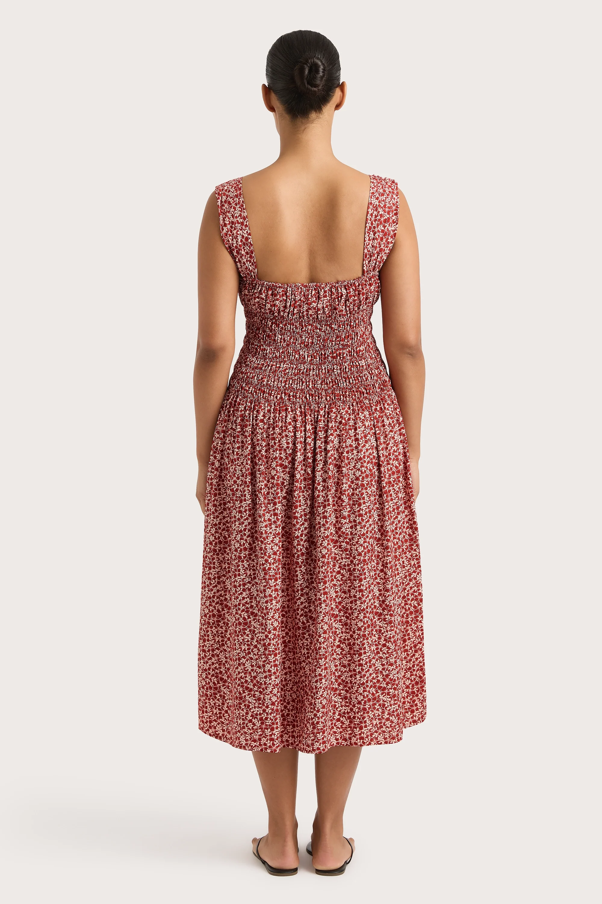 Yerres Midi Dress Peony Stamp Garnet - Final Sale - Image 4