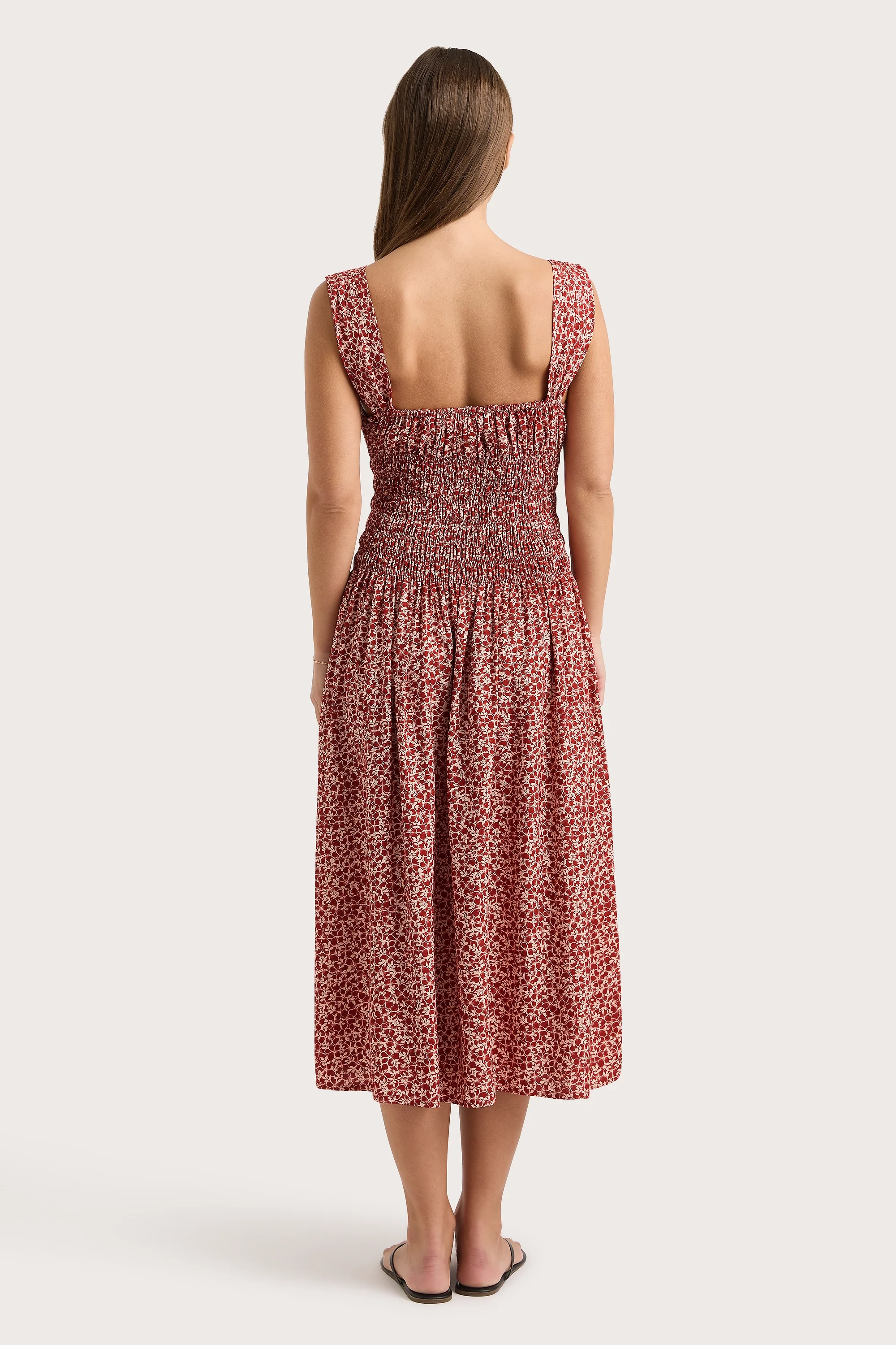 Yerres Midi Dress Peony Stamp Garnet - Final Sale - Image 8